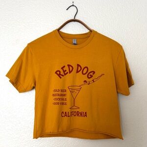 Red Dog Bar T-Shirt, Cropped, Mustard Yellow